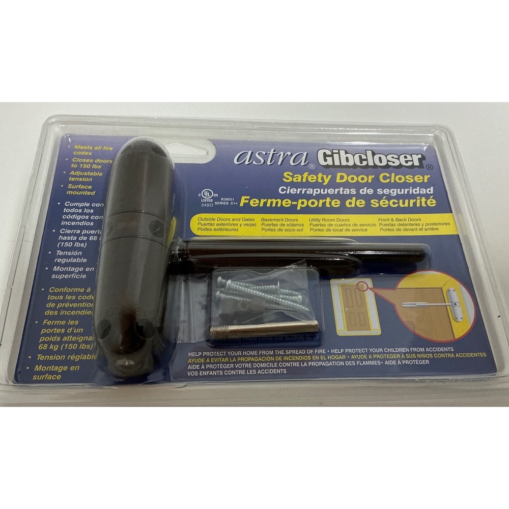 Astra Gibcloser Safety Door Closer Adjustable Tension Brown KC17HD NWT